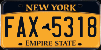 NY license plate FAX5318