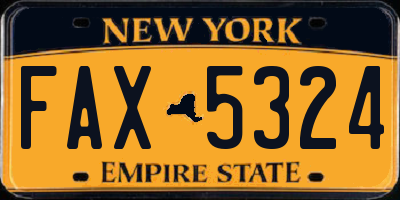 NY license plate FAX5324