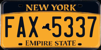 NY license plate FAX5337