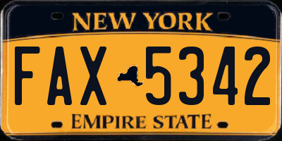 NY license plate FAX5342