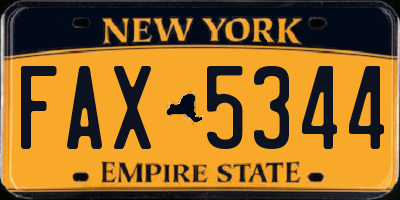 NY license plate FAX5344
