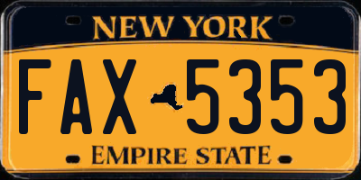 NY license plate FAX5353