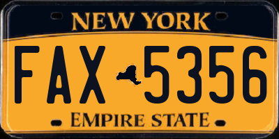 NY license plate FAX5356