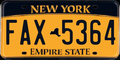 NY license plate FAX5364