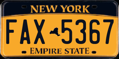 NY license plate FAX5367