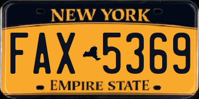 NY license plate FAX5369