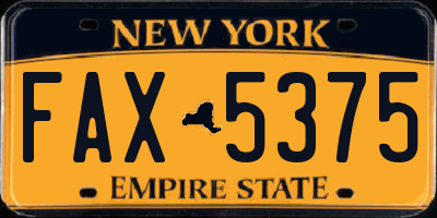 NY license plate FAX5375