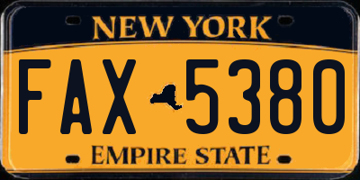 NY license plate FAX5380