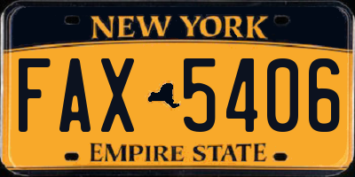 NY license plate FAX5406