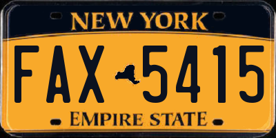 NY license plate FAX5415