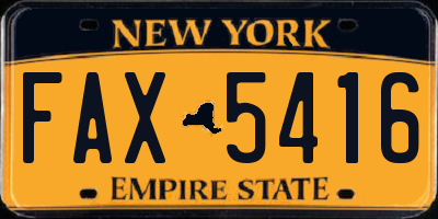 NY license plate FAX5416