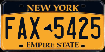 NY license plate FAX5425