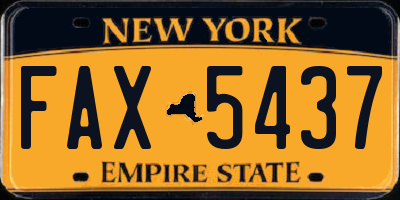 NY license plate FAX5437