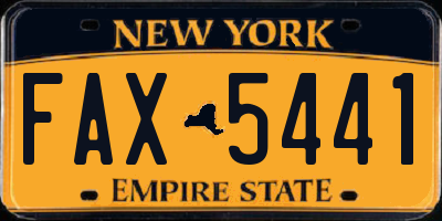 NY license plate FAX5441