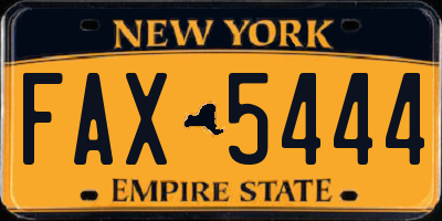 NY license plate FAX5444