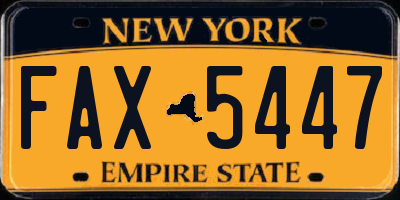 NY license plate FAX5447