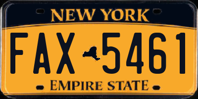NY license plate FAX5461