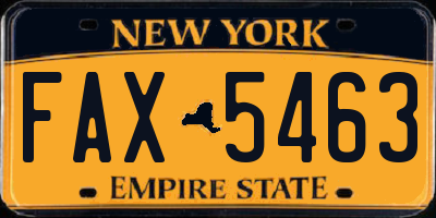 NY license plate FAX5463
