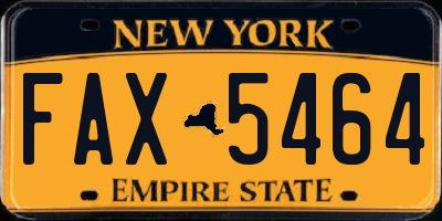 NY license plate FAX5464