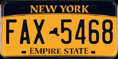 NY license plate FAX5468