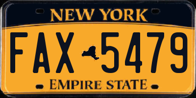 NY license plate FAX5479