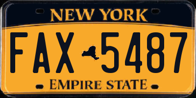 NY license plate FAX5487