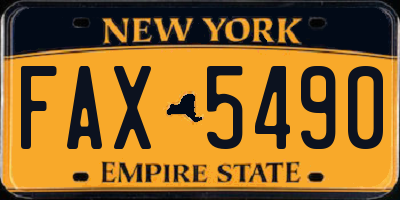 NY license plate FAX5490