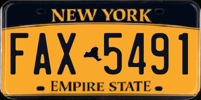 NY license plate FAX5491