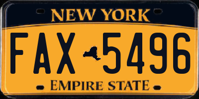 NY license plate FAX5496