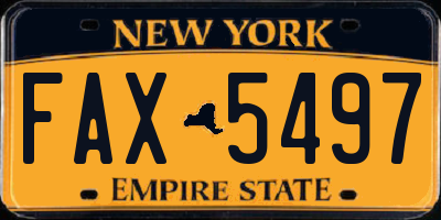 NY license plate FAX5497