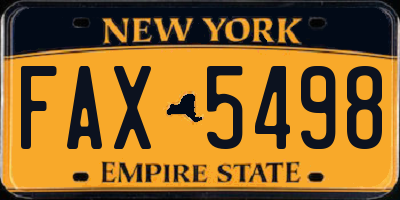 NY license plate FAX5498