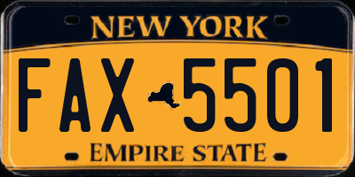 NY license plate FAX5501
