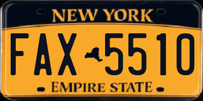 NY license plate FAX5510