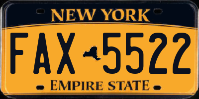 NY license plate FAX5522