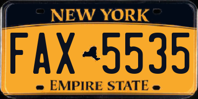 NY license plate FAX5535