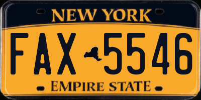 NY license plate FAX5546