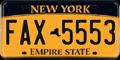 NY license plate FAX5553