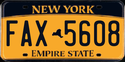 NY license plate FAX5608