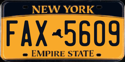 NY license plate FAX5609