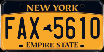 NY license plate FAX5610