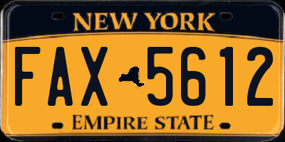 NY license plate FAX5612