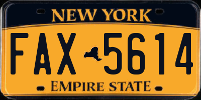 NY license plate FAX5614
