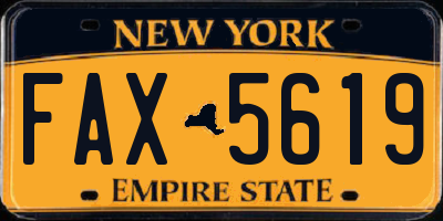 NY license plate FAX5619