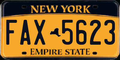 NY license plate FAX5623