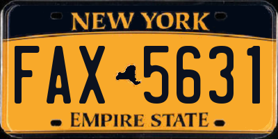 NY license plate FAX5631