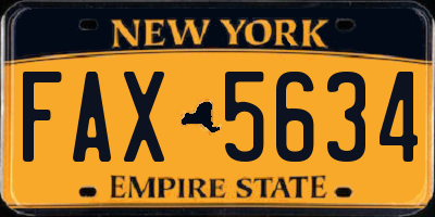 NY license plate FAX5634