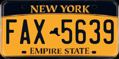 NY license plate FAX5639