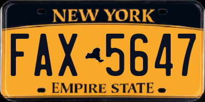NY license plate FAX5647