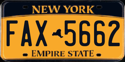 NY license plate FAX5662