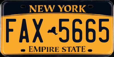 NY license plate FAX5665